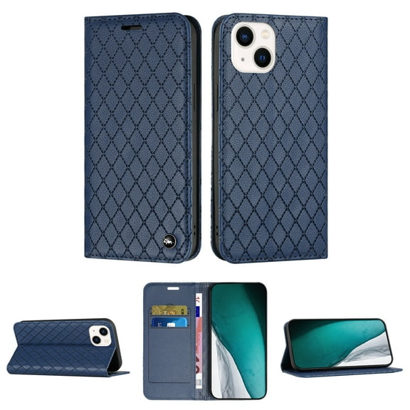 TECH CIRCLE for Apple iPhone 13 RFID Blocking Wallet Case with Cash Credit Card Slots,Magnetic Closure Flip Holder Shockproof Phone Cover,Blue