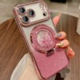 thumbnail image 5 of for iPhone 17 Pro Max Case, Moving Liquid Sparkle Glitter Case, Bling Flowing Rhinestones Kickstand Ring Cover with Shiny Glass Camera Lens Protector for Women Girls 6.9'' 2025, Pink, 5 of 12
