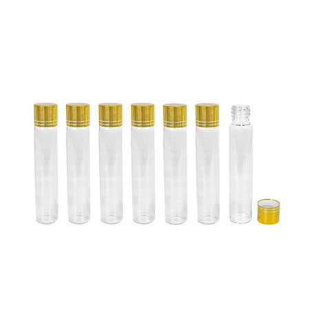 

22x120x13mm Clear Glass Bottle with Gold Aluminum Lid Glass Bottle with Gold Aluminum Cap 30ml for Wedding Holiday Decoration Coffee Shop Decoration 6pcs