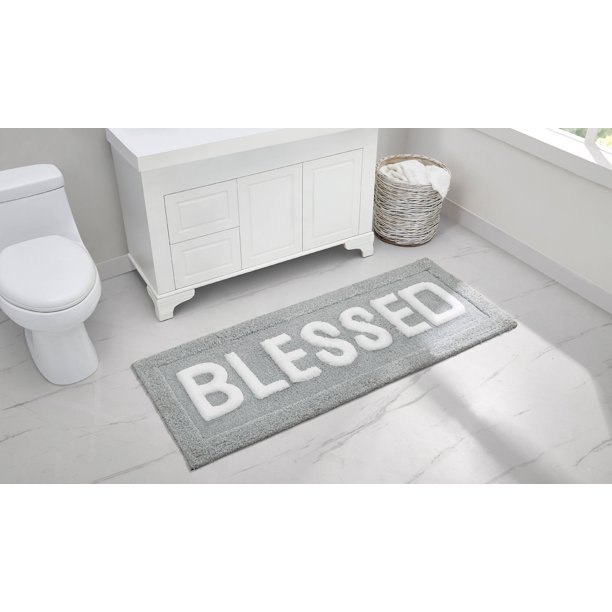 Vcny Home Blessed Statement Bath Rug 20 X 32 Silver Walmart Com Walmart Com