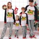 thumbnail image 2 of Pijamas familiares navideños a juego, conjuntos de pijamas a cuadros blancos y negros, árboles de coco, Navidad en julio, 2 of 4