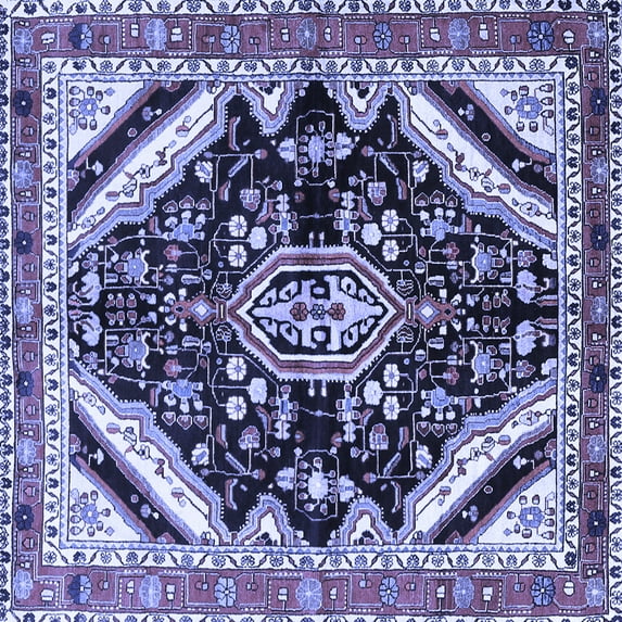 Ahgly Company Machine Washable Indoor Square Persian Blue Traditional Area Rugs, 6' Square