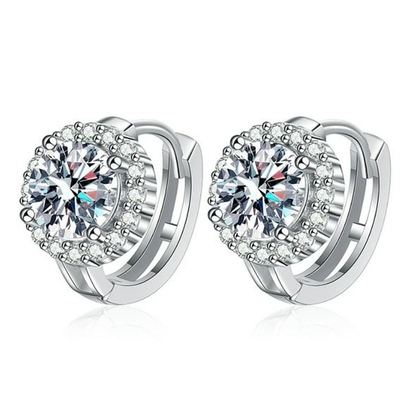 2Ct GRA Certified Moissanite Small Hoops Earrings 14k White Gold Plated D VVS1