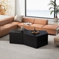 thumbnail image 2 of Geometric Black MDF Nesting Coffee Table Set (Set of 2 Pieces) for Living Room & Bedroom, 2 of 8