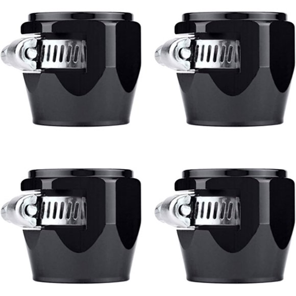 GFDYREE Hose Finisher Clamp Aluminum 10AN Hex Hose Finisher for Fuel/Oil/Diesel/Gas/Air and Water Hose Tube, Black, 4Pack