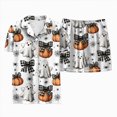 thumbnail image 4 of CAUYDY Girls Halloween Satin Pajamas Set Short Sleeve Sleepwear Button Down Loungewear 2 Piece Pjs Shorts Set,2-3 Y, 4 of 6