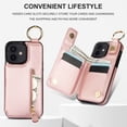 thumbnail image 3 of Allytech Wallet Case for iPhone 11, Card Holder & Zipper Pocket, Finger Grip Ring, Screen & Camera Protection, Luxury PU Leather Kickstand Double Buttons Flip Shockproof Case - Rosegold, 3 of 9