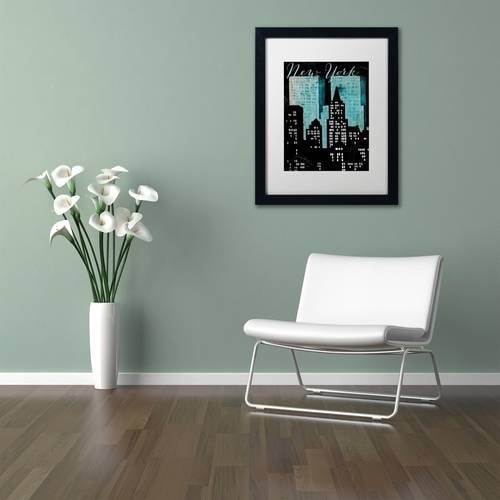 Trademark Fine Art "Retro Cities I" Canvas Art by Color Bakery White Matte, Black Frame