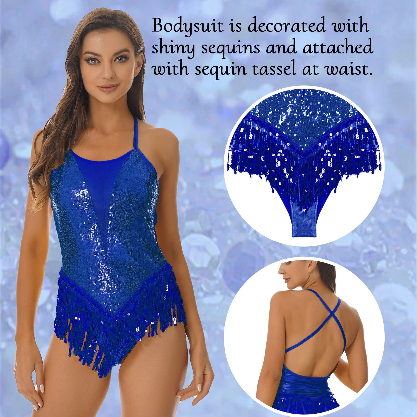 Body Ginnastica Artistica Bambina Aislor Body Da Ginnastica Artistica Bambina Paillettes Leotards Senza Manica Jumpsuit Da Ballo Balletto Strass Abito Da Latino Jazz Danza Moderna Dancewear Blu 3-4 Anni Body Pattinaggio Artistico