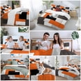 thumbnail image 6 of Orange Black Duvet Cover Set Queen Size Gray Geometric Abstract Color Block Modern Soft Lightweight Comforter Covers 4 Piece Bedding Set with 1 Duvet Cover 1 Bed Sheet & 2 Pillow Shams, 6 of 8