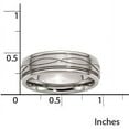 thumbnail image 5 of Stainless Steel Polished/Brushed Criss-Cross Design 7mm Ridged Edge Band, Available in Multiple Sizes, 5 of 9