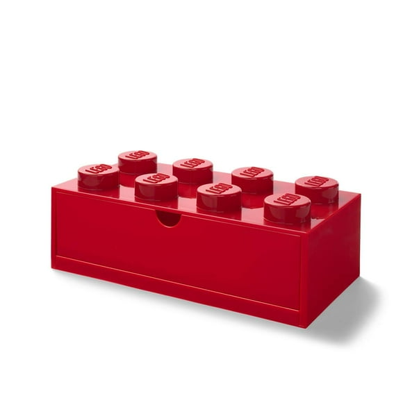 LEGO Stackable Desk Drawer RED with 8 Knobs - Plastic Storage Box for LEGO, Toys, Desk Drawers, Office Supplies, and Stackable Storage, Home Decoration