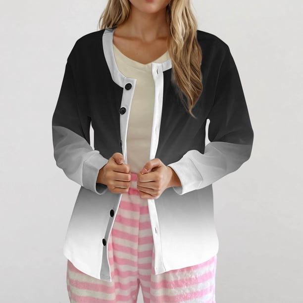 Puntoco Chaqueta Tipo Cárdigan Informal Con Botones Y Estampado Navideño Para Mujer