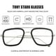thumbnail image 1 of Tony Stark Polarized Sunglasses for Men Women Vintage Square Metal Frame Iron Man and Spider-Man Eyeglasses (Black Silver Frame Clear Lens) Kursan Kursan, 1 of 2