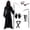 Black, variant on Halloween Grim Reaper Costume for Adults, Light-Up Red Eyes Hooded Robe with Scythe & Gloves, Glow-in-the-Dark Death Outfit, 1 Set Black L