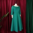 thumbnail image 5 of AURA Plus Size Summer Solid Color A Line Swing Dress Elegant High Waist Midi Evening Dress XL XXXL, 5 of 10