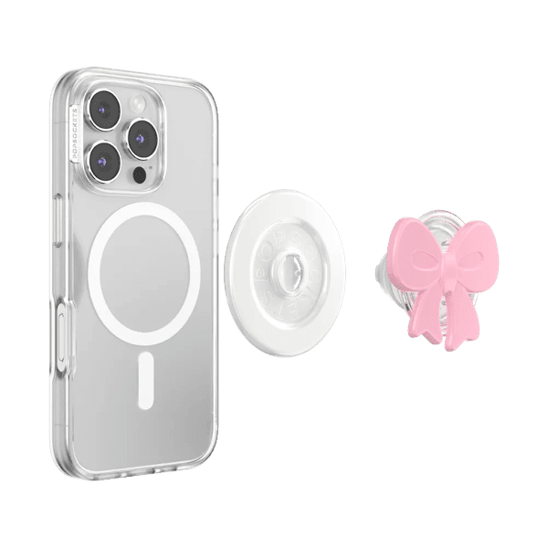PopSockets Phone Grip for MagSafe, Magnetic Holder, Phone Stand, Pink - Bowtique Blush