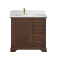 thumbnail image 2 of Tokyo 36" Single Bath Vanity in Aged Dark Brown Oak with Silk White Quartz Stone, 2 of 18
