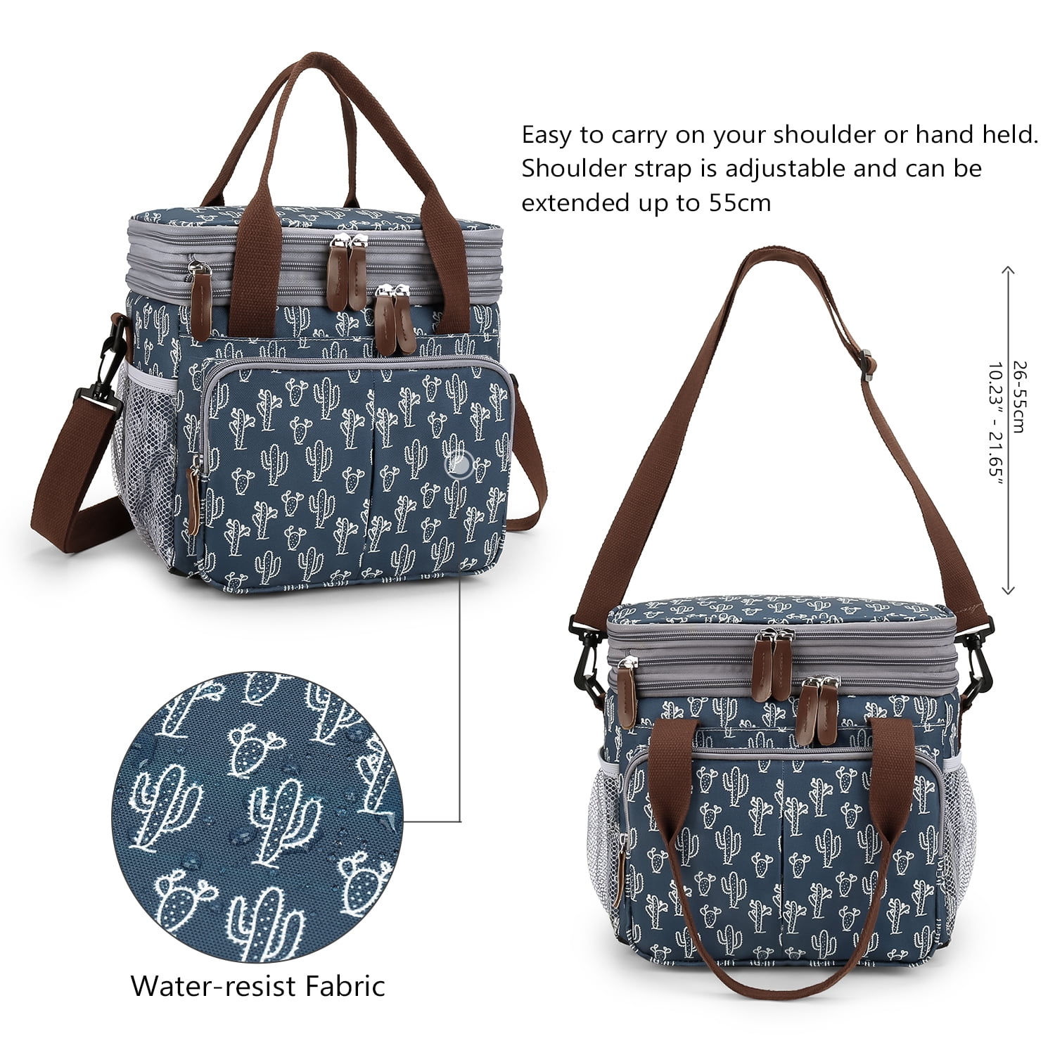 Lunch Bag for Women Men Double Deck Expandable Lunch Box,Large Lunch Bags,Leakproof Lunch Box Cooler Bag