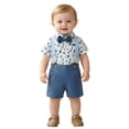 thumbnail image 2 of Mifsaly Baby Boys 2 Piece Gentleman Outfit Set Polka Dot Button Down Shirts and Shorts with Suspender Newborn formal Suit for Baptism Birthday Party Photo Shoot, 2 of 7