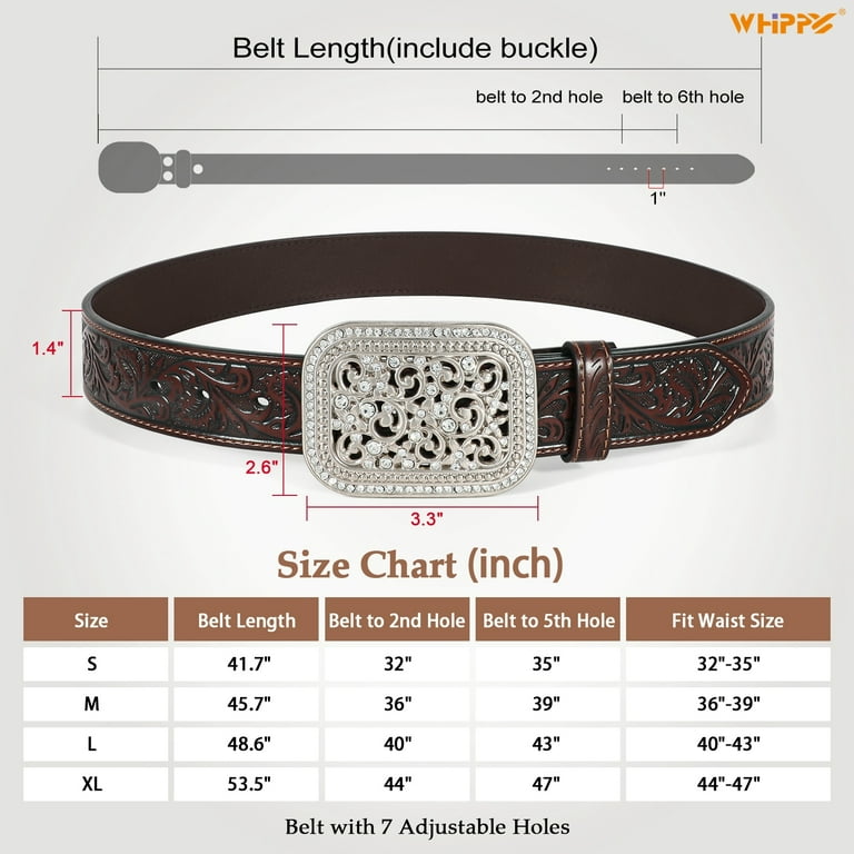 WHIPPY Western Genuine Leather Belt for Women Men Cowgirl WHIPPY Western Genuine Leather Belt for Women Men Cowgirl