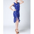 thumbnail image 3 of Sparkle Retro Fringe Sequin Vintage Dance Performance Event Outfit Dress Blue, 3 of 8