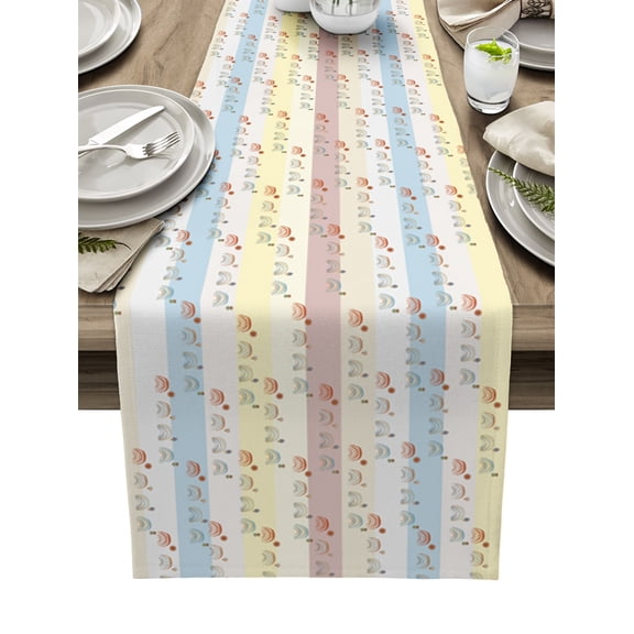 Rainbow, Table Runner 72 Inches, Modern Abstract Minimalistic Geometric Stripes Bed Runner Dresser Scarves Tabletop for Indoor Outdoor Parties/Ceremony/Banquet, 13" x 72"