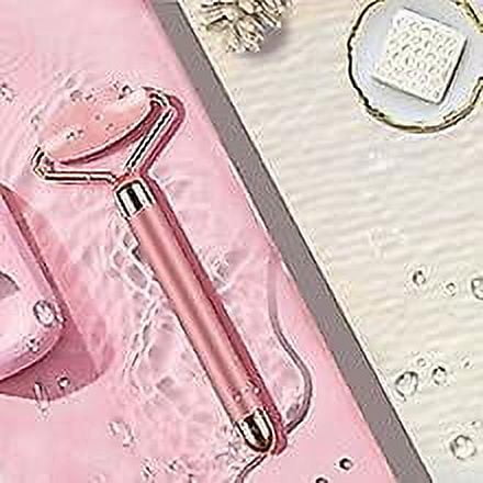 Rodillo de jade para rostro: masajeador eléctrico con rodillo facial vibratorio 2 en 1, antienvejecimiento, estiramiento de la piel, reducción de líneas finas y arrugas para rostro, ojos, cuello