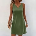thumbnail image 2 of Summer Dresses For Women 2025 Sevevn Women's Casual Solid Color V-Neck Pullover Short Sleeved, 2 of 8