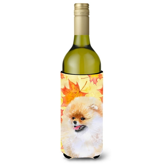 Carolines Treasures BB9943LITERK Pomeranian Fall Wine Bottle Beverge Insulator Hugger  Wine Bottle multicolor