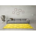 thumbnail image 3 of Ahgly Company Machine Washable Indoor Round Abstract Yellow Contemporary Area Rugs, 4' Round, 3 of 4