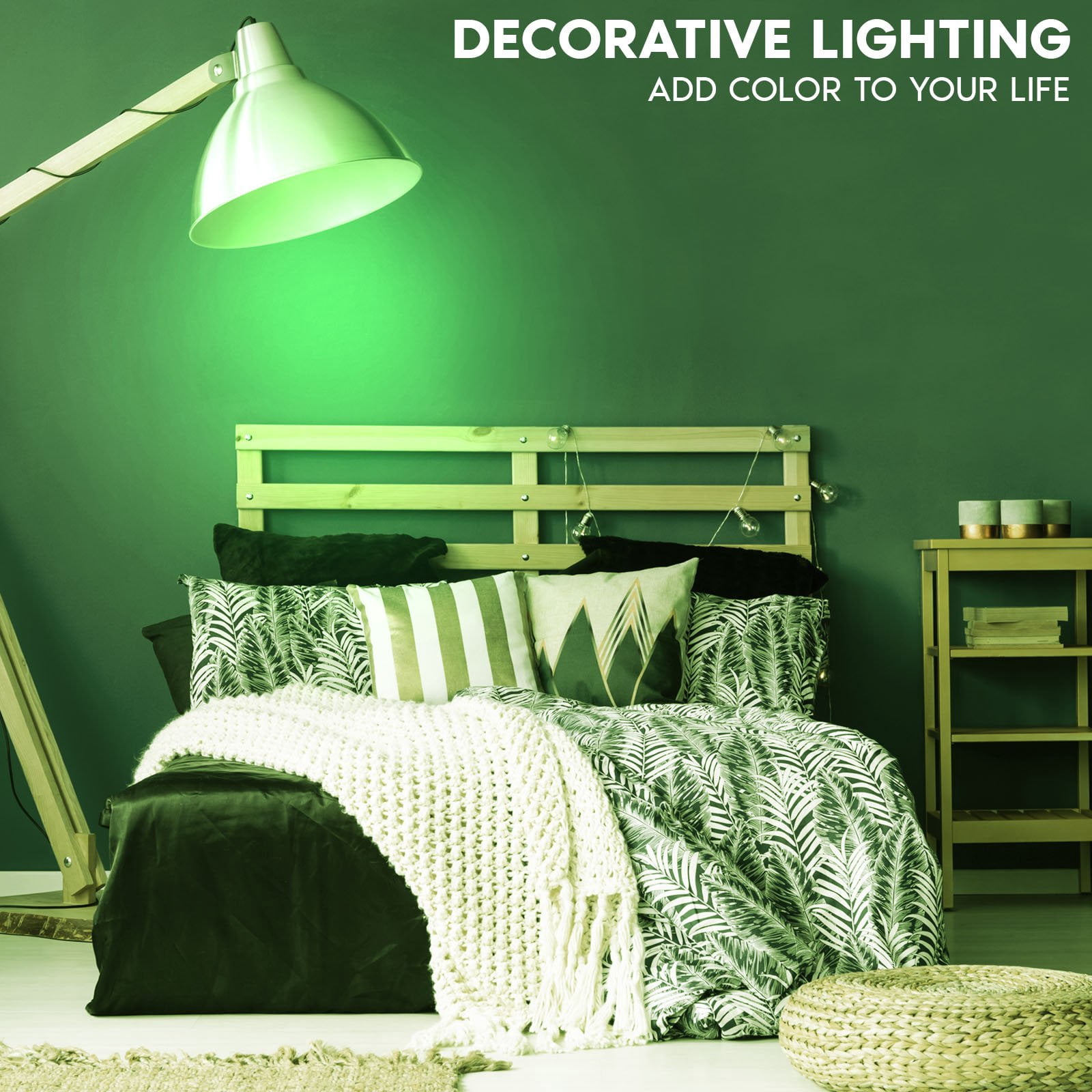 Luxrite A19 Edison LED Green Light Bulb 4.5W=60W E26 Base Indoor Outdoor Decoration Party Holiday Lighting 3 Pack