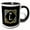 Black/White, variant on 3drose, Letter L- Image of Monogram with Crown and Blue Star- Not Metal Foil, 11oz Two-tone Yellow Mug