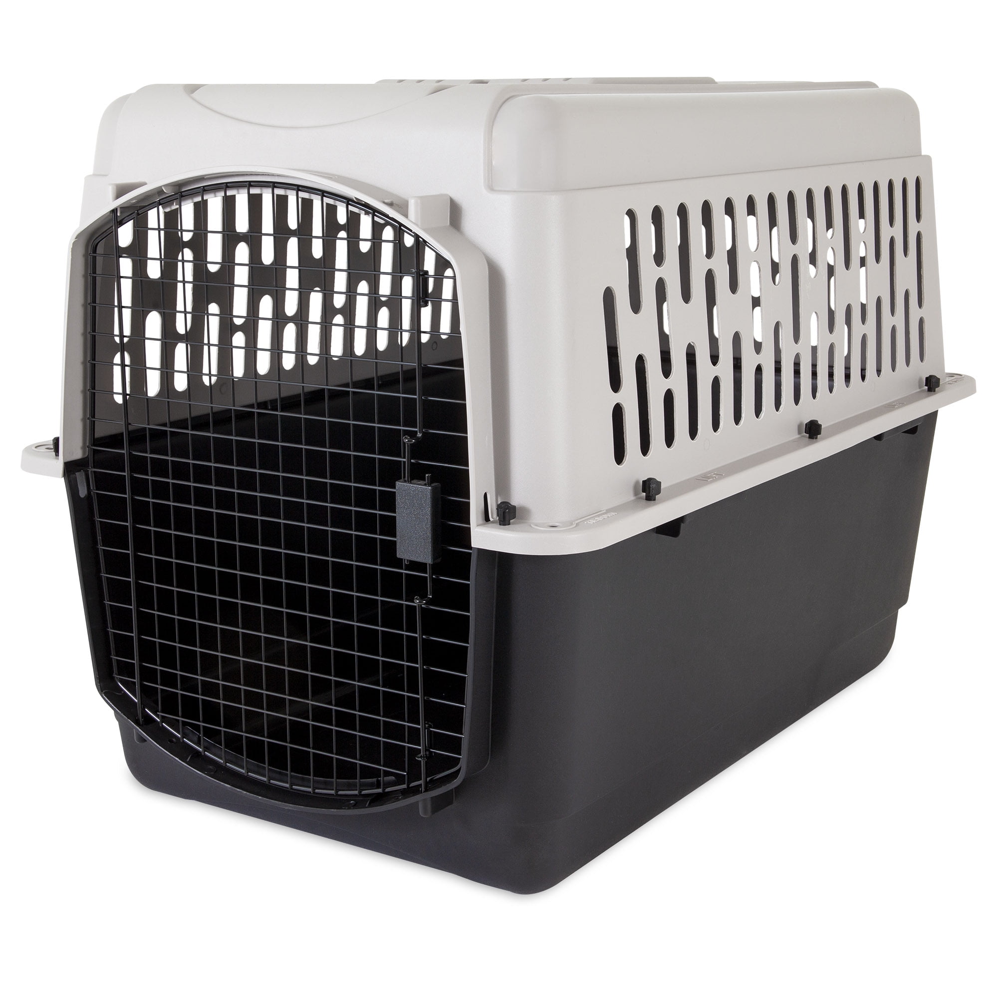 Vibrant Life Large Plastic Hard-Sided Pet Carrier, Black and Gray, 90 lb Limit