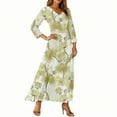 thumbnail image 5 of NUINUI Beach Vacation Dress,Women's Floral Maxi Dress Elegant Long Sleeve V-Neck Casual Flowing Gown for Parties and Daily Wear,Size:L,Army Green, 5 of 5