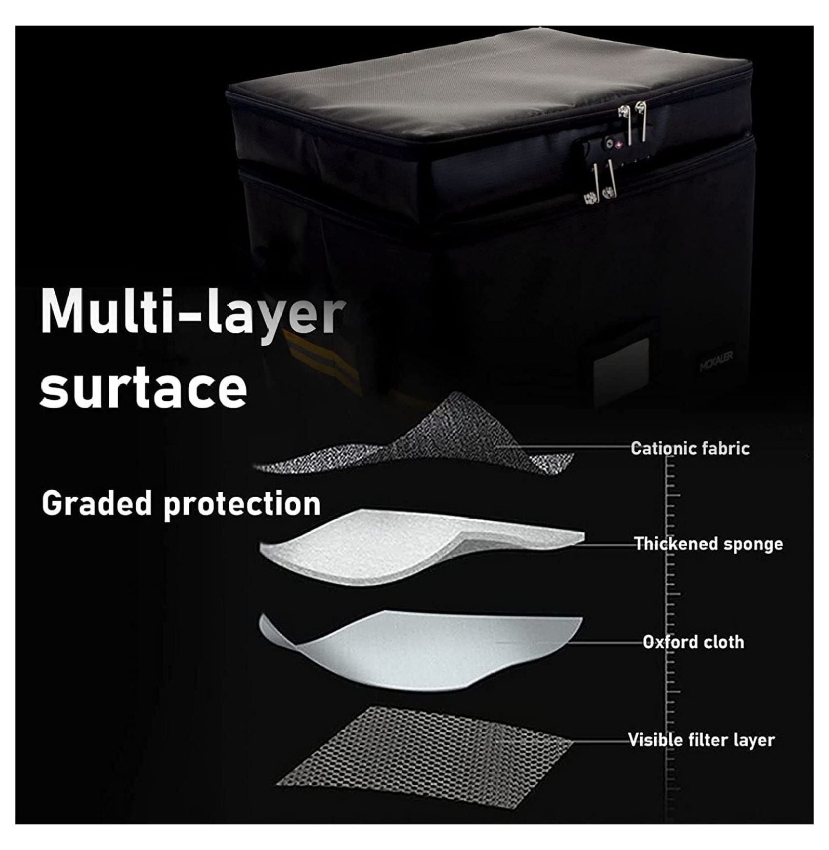 File Box; Fireproof Document Box; with Lock; Upgraded 2 Layer Water-resistant Organizer; Portable; Collapsible Storage Cabinet; Reflective Strip Black