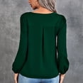 thumbnail image 2 of Defitshape Women's Crop Shirt Puff Sleeve Top Soft Crew Neck Long Sleeve Chiffon Thin Casual Loose Fall Blouse Green Large, 2 of 4