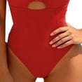 thumbnail image 4 of Efsteb One Pieces Swimsuit for Women Bathing Suit Swimwear Cut-Out Beachwear Bikini Solid Color Vintage (Red,M), 4 of 5