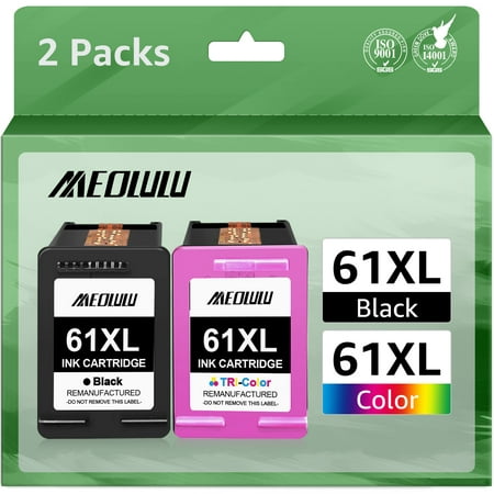 61XL Ink Cartridge Black and Tri-color Ink Cartridge Combo Pack Replacement for HP 61 XL Black and Color Works with HP Envy 4500 Deskjet 1000 1056 1510 1512 1010 1055 OfficeJet 4630 Printer, 2-Pack