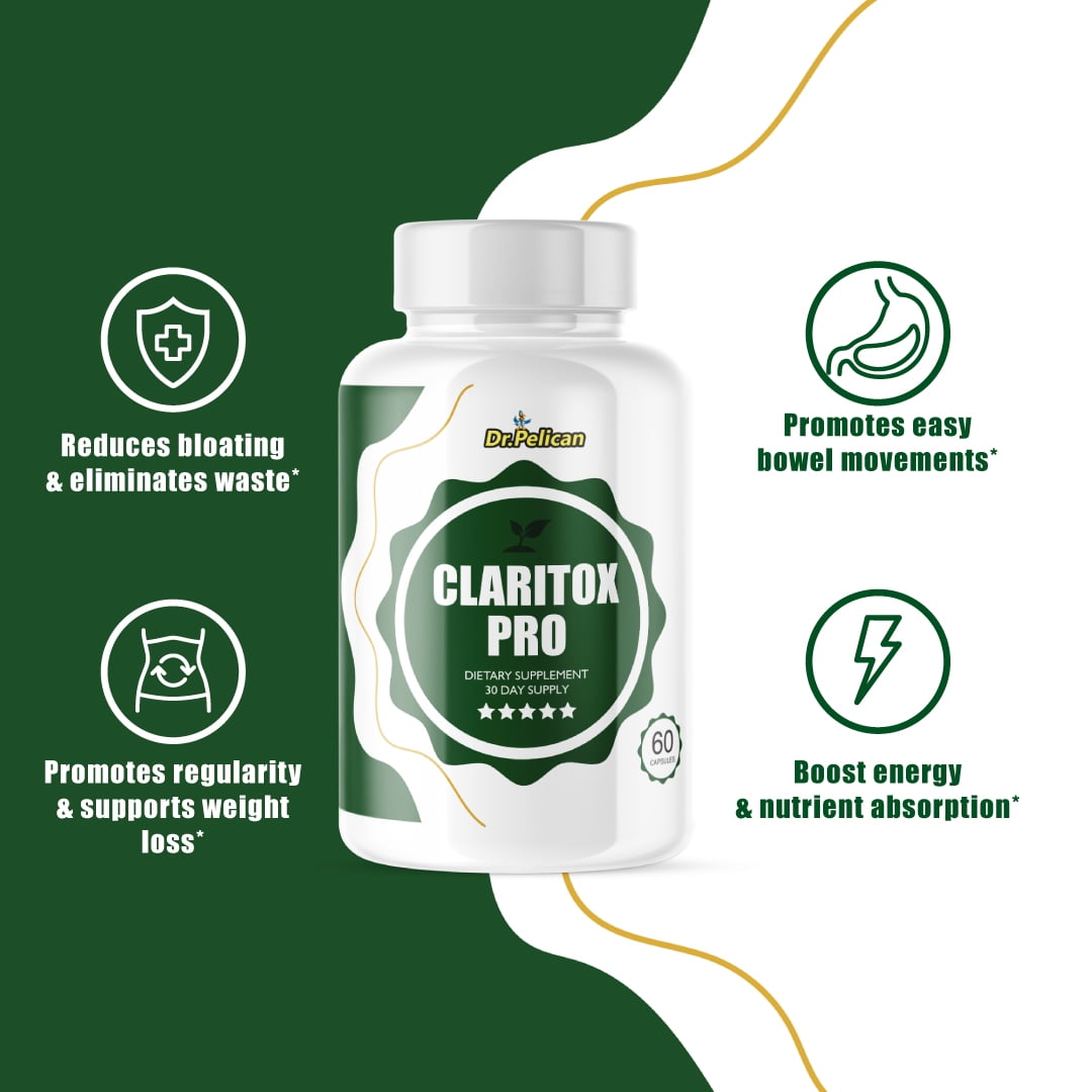 Claritox Pro- Digestive Support-12 Bottles-720 Capsules- Dr. Pelican
