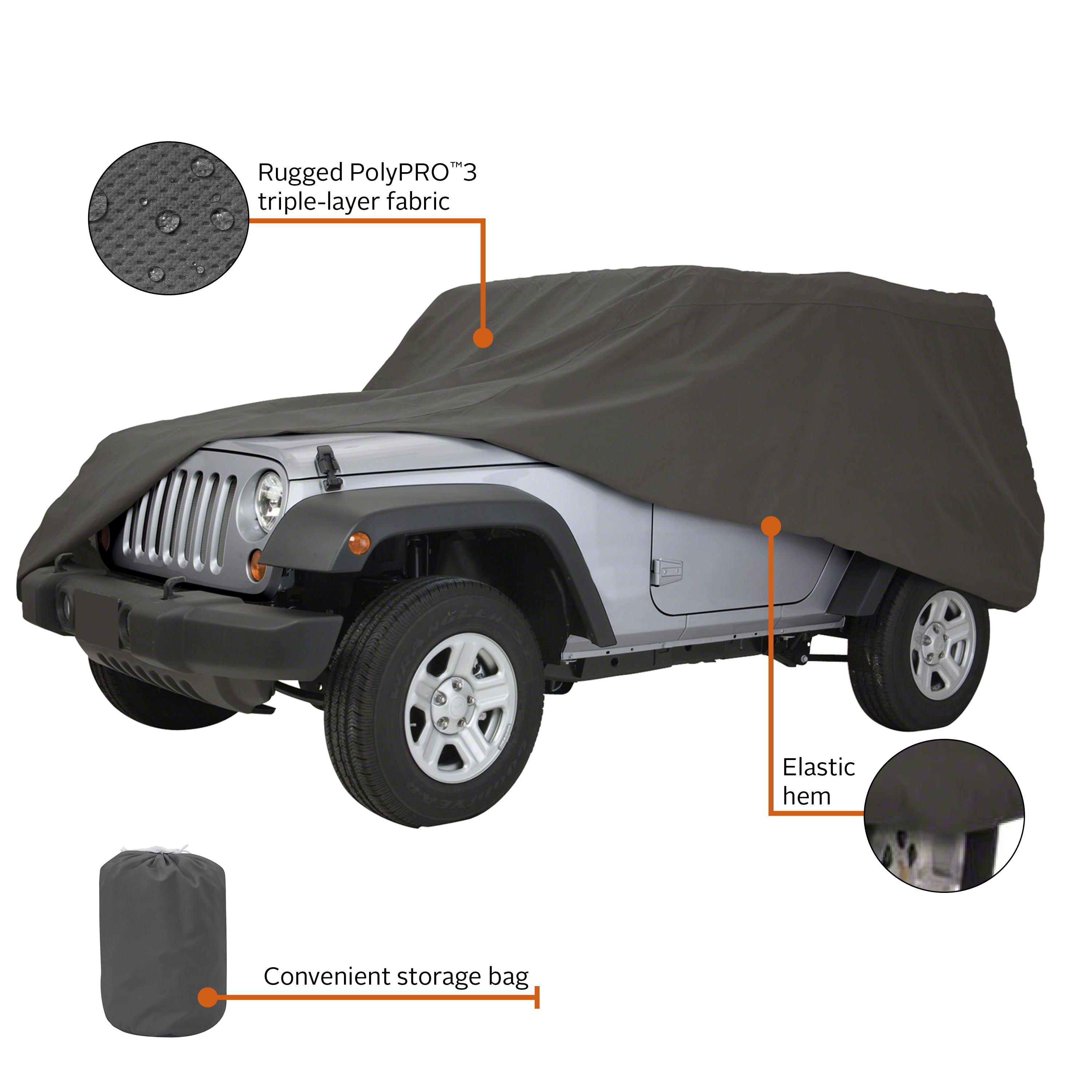 Classic Accessories Over Drive PolyPro 3 Heavy Duty Jeep Wrangler Cover -  