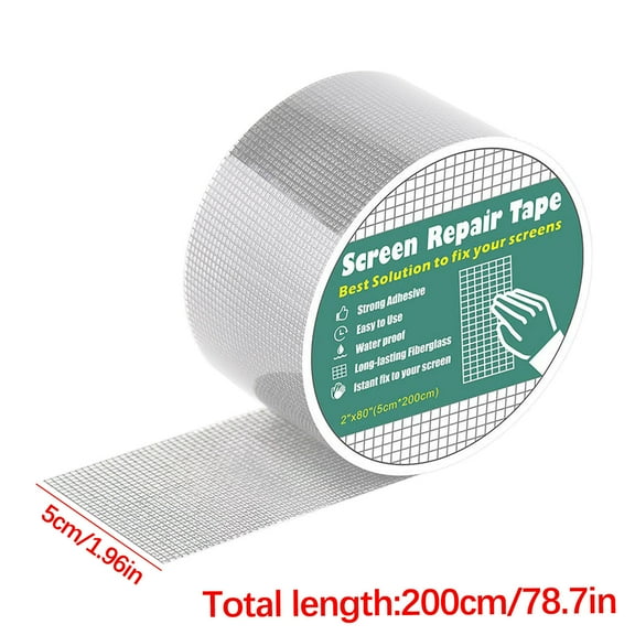 2 Packs Screen Repair Tape Strong Adhesive Patch for Window Door Mosquito Net Fix Fiberglass Mesh Sticker Tear Mending Kit 5x200cm