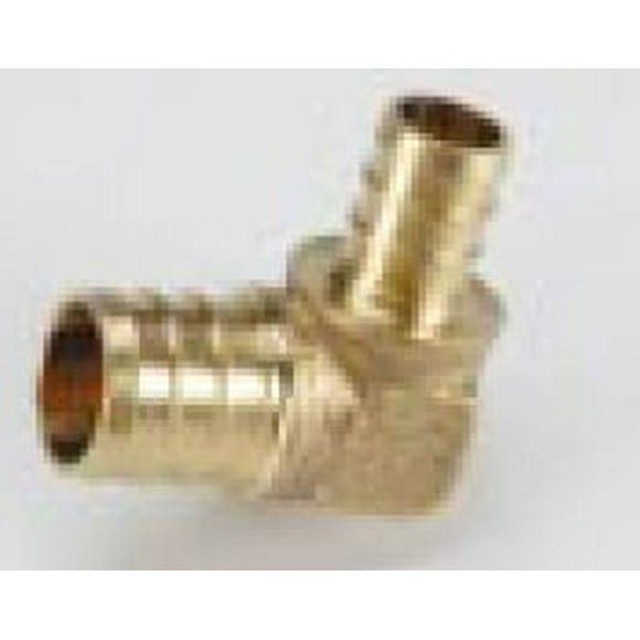 Elkhart Supply Fresh Water Fitting 41143 Adapter; 3/4 Inch PEX x 1/2 Inch PEX; 90 Degree Elbow; Brass; Single