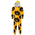 thumbnail image 2 of FAOWME Family Matching Halloween Jumpsuit Pajamas Hooded Long Sleeve Pumpkin Prints Zipper Comfortable Soft Sleepwear Romper For Men Dad-Yellow S, 2 of 3