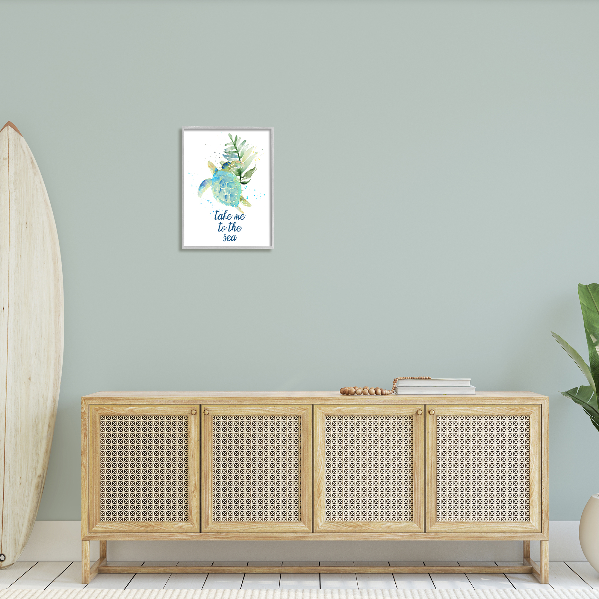 Stupell Industries Take Me to Sea Phrase Abstract Ocean Turtle, 16 x 20,Design by Lanie Loreth