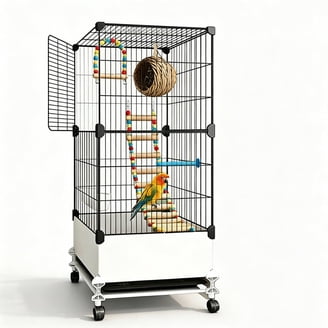 Renwick 55'' Metal Rolling Bird Cage With Stand, Black - Walmart.com