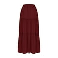thumbnail image 6 of Ruffle Tiered Maxi Skirt Womens Elastic Tie Waist A Line Long Skirt Dress with Pockets Ladies High Waisted Skirts (L, Red), 6 of 6