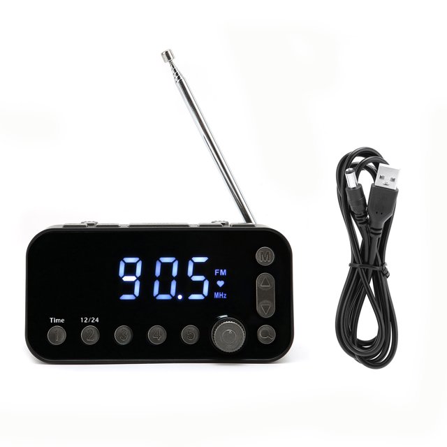 DABA1 Reloj Radio FM Dual USB con Puerto de Carga Pantalla LCD Retroiluminación Volumen Ajustable Despertador Radio