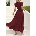 thumbnail image 4 of PRETTYGARDEN Women's Summer Maxi Dress Casual Wrap Floral Boho Short Sleeve V Neck Split Ruffle Beach Long Dresses, 4 of 8