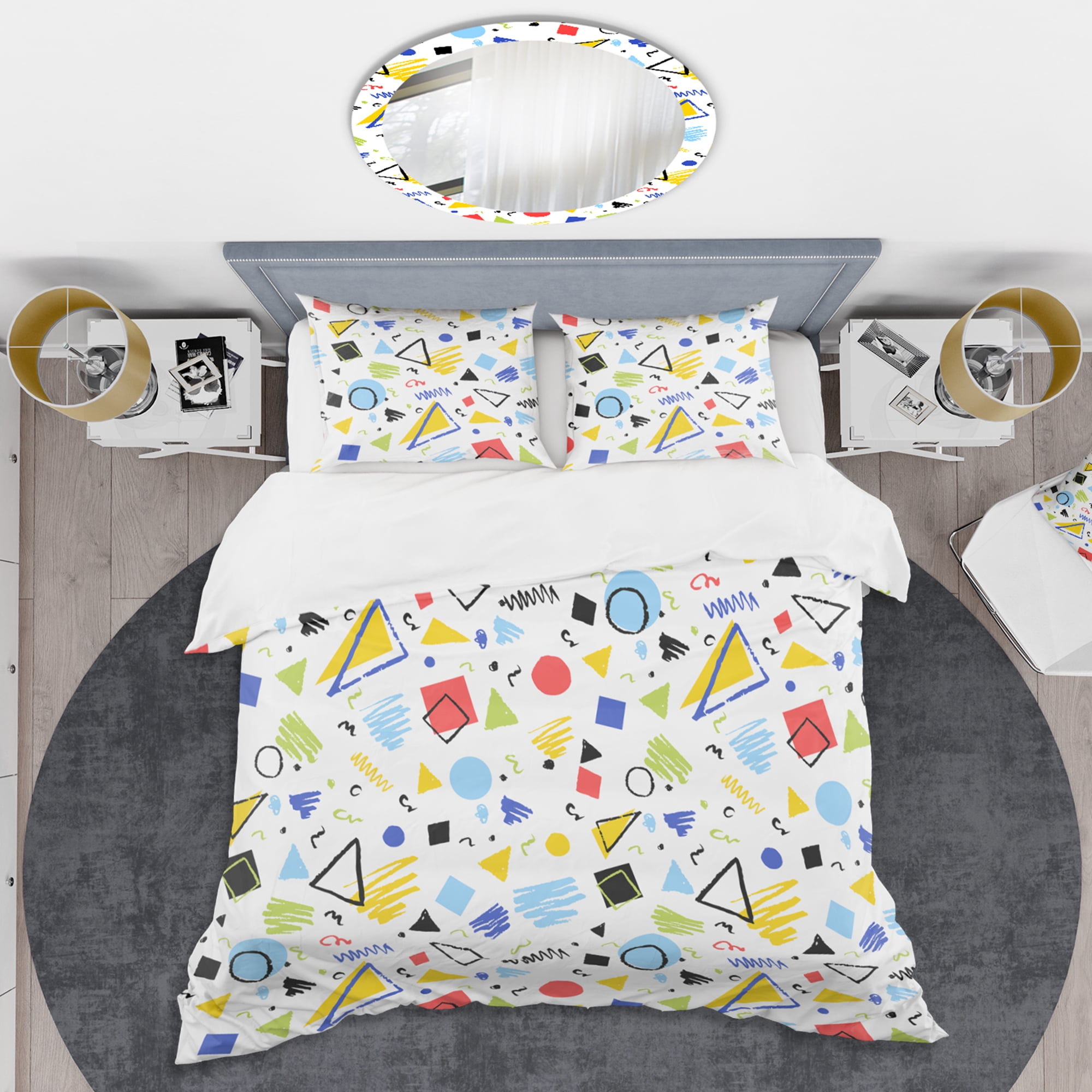 Designart 'Geometric Retro Design III' Mid-Century Modern Duvet Cover Set
